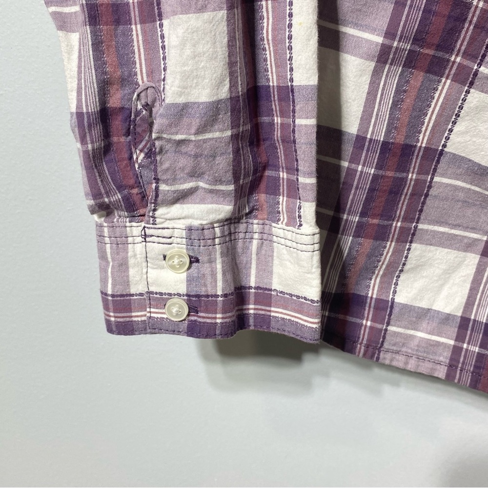 Sonoma Life Style Women's L Purple Plaid Flannel Button Up Collared Long Sleeve - Picture 6 of 15